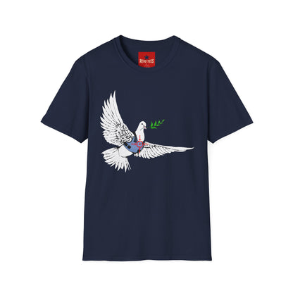 Banksy's Dove of Peace T‑Shirt — Flying Dove with Olive Branch & Earth Heart Graphic
