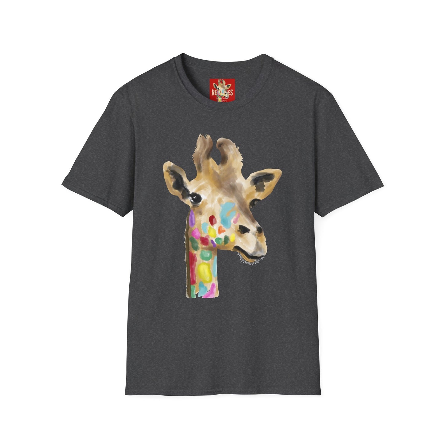 Giraffe Watercolor T‑Shirt — Colorful Painted Giraffe Tee