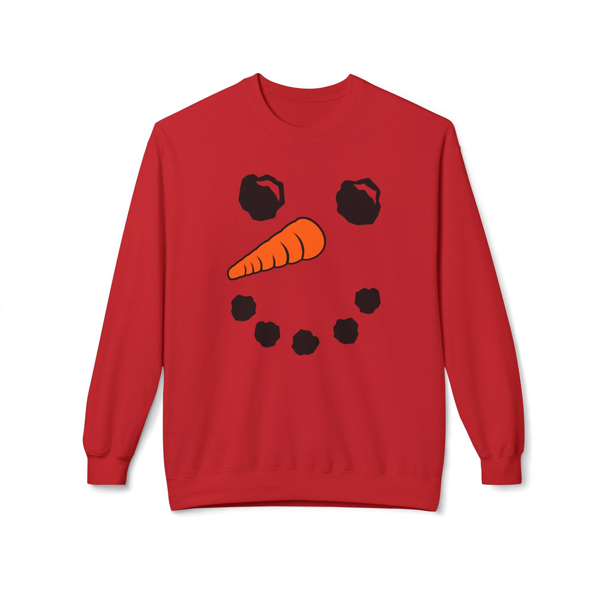 Snowman Face Crewneck Sweatshirt — Cute Winter Holiday Pullover