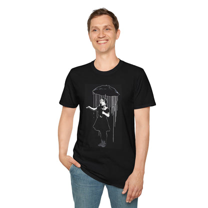 Banksy T-Shirt — Girl with Umbrella Chalk Art Tee