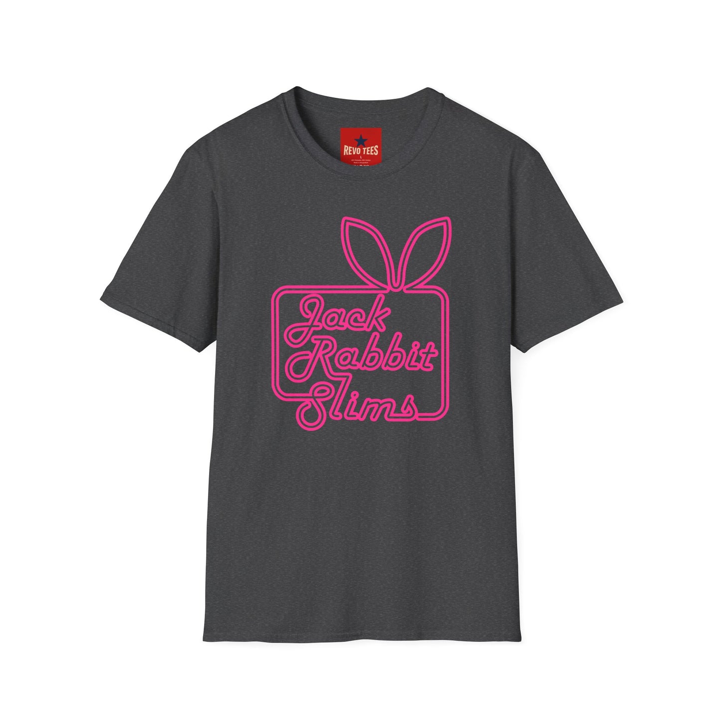 Jack Rabbit Slims T‑Shirt — Retro Neon Bunny Logo Tee