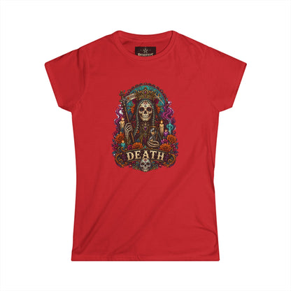 Day of the Dead "Death" Skull Tee — Women's Gothic Floral Graphic Shirt
