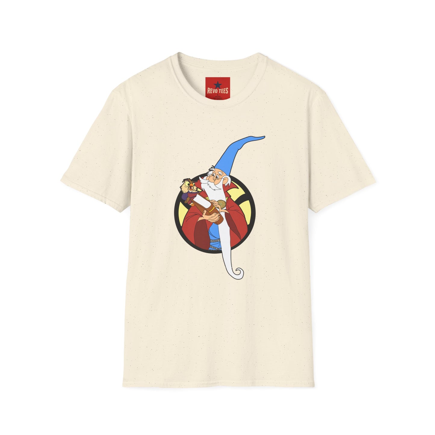 Wizard Illustration T-Shirt — Vintage Blue-Hat Wizard Graphic Tee