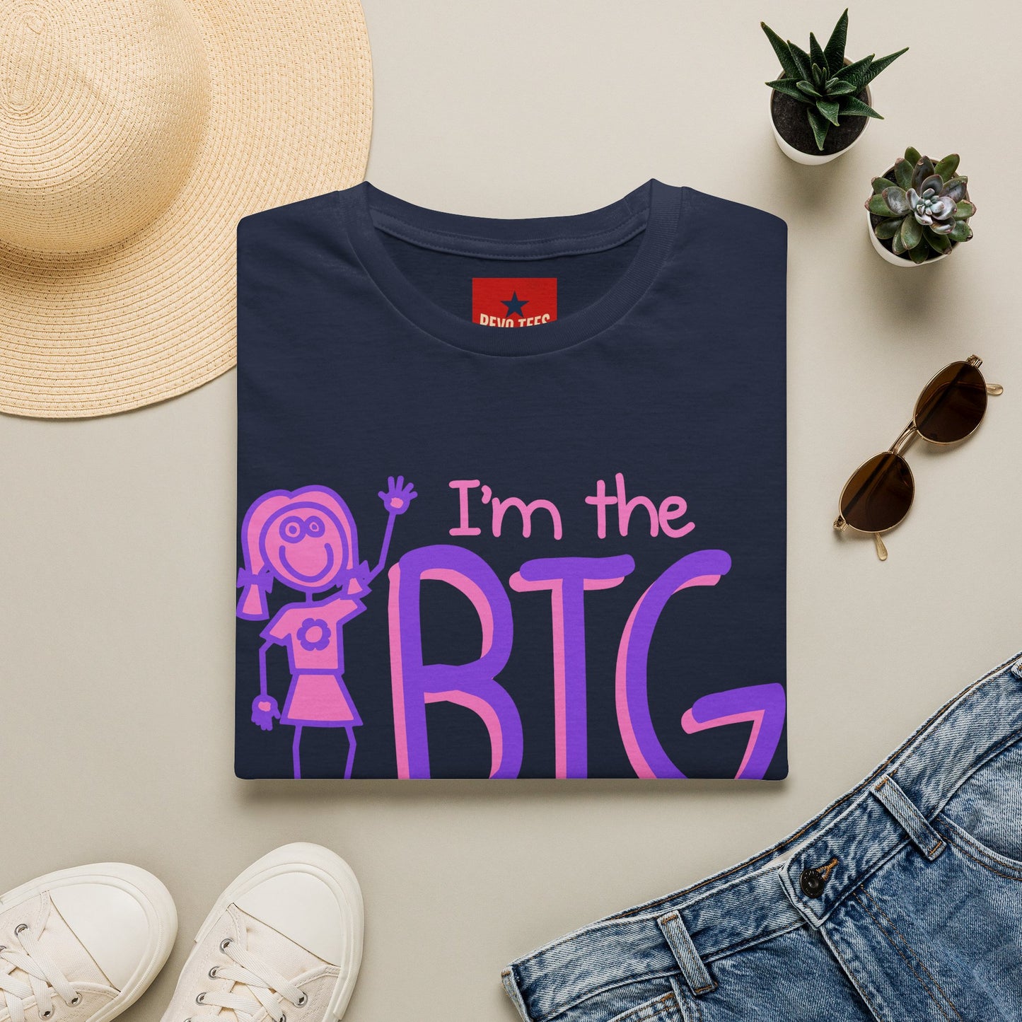 Big Sister T-Shirt — "I'm the Big Sister" Cute Pink & Purple Kids/Family Tee