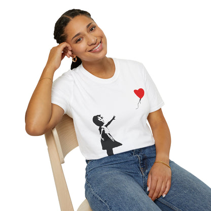 Banksy-Inspired Girl with Heart Balloon T-Shirt — Street Art Graphic Tee