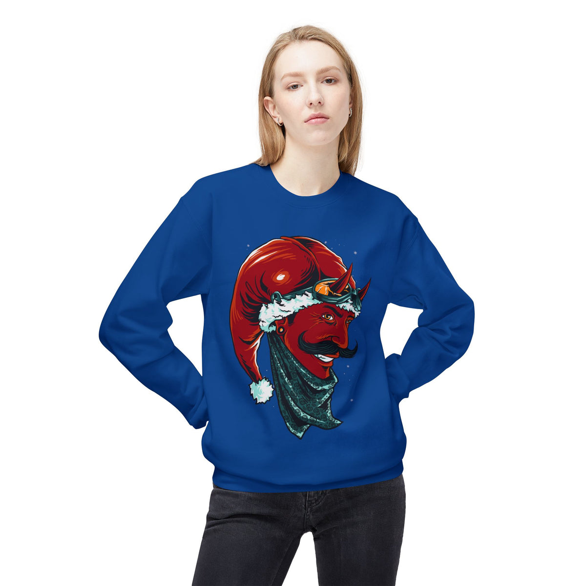 Devil Santa — Vintage Holiday Demon Graphic Crewneck Sweatshirt