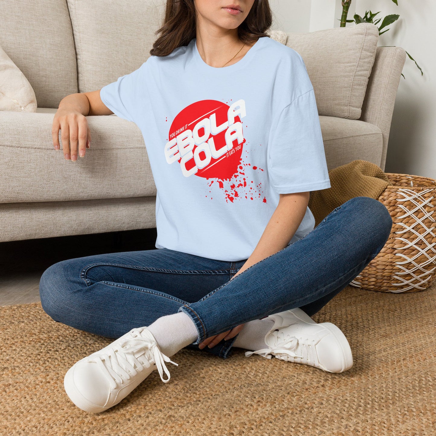 Ebola Cola Graphic T-Shirt – Retro Logo & Distressed Splash Design