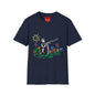 T-Shirt — Banksy Style Soldier with Childlike Doodle Flowers