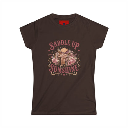 Saddle Up Sunshine Women's Tee — Cowgirl Saddle Graphic Tee