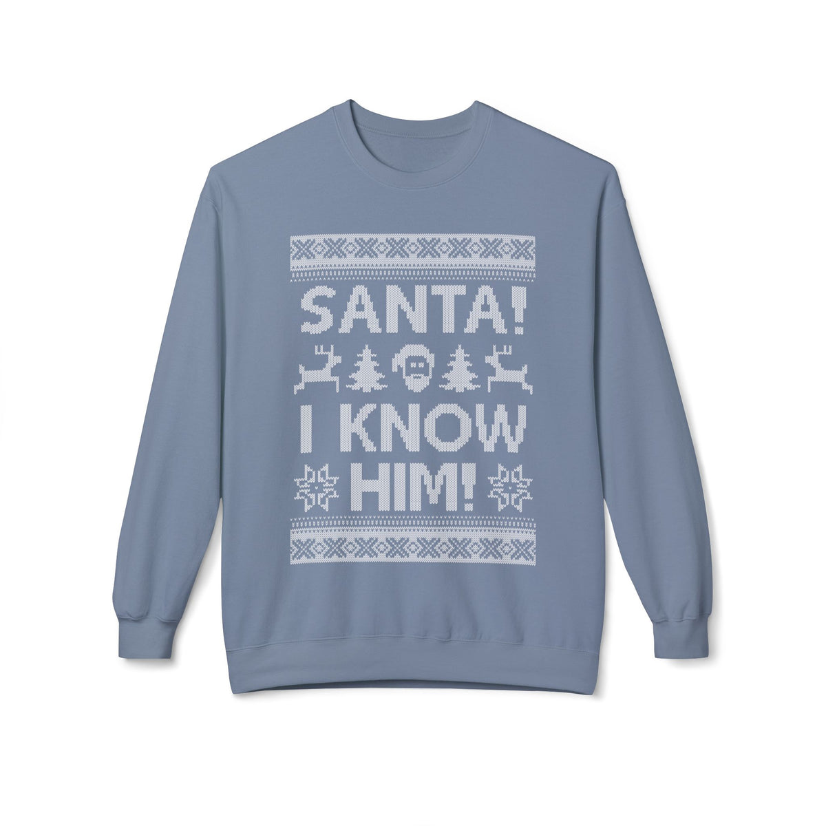 Elf Movie "Santa! I Know Him!" Holiday Ugly Sweater Design Crewneck Sweatshirt —