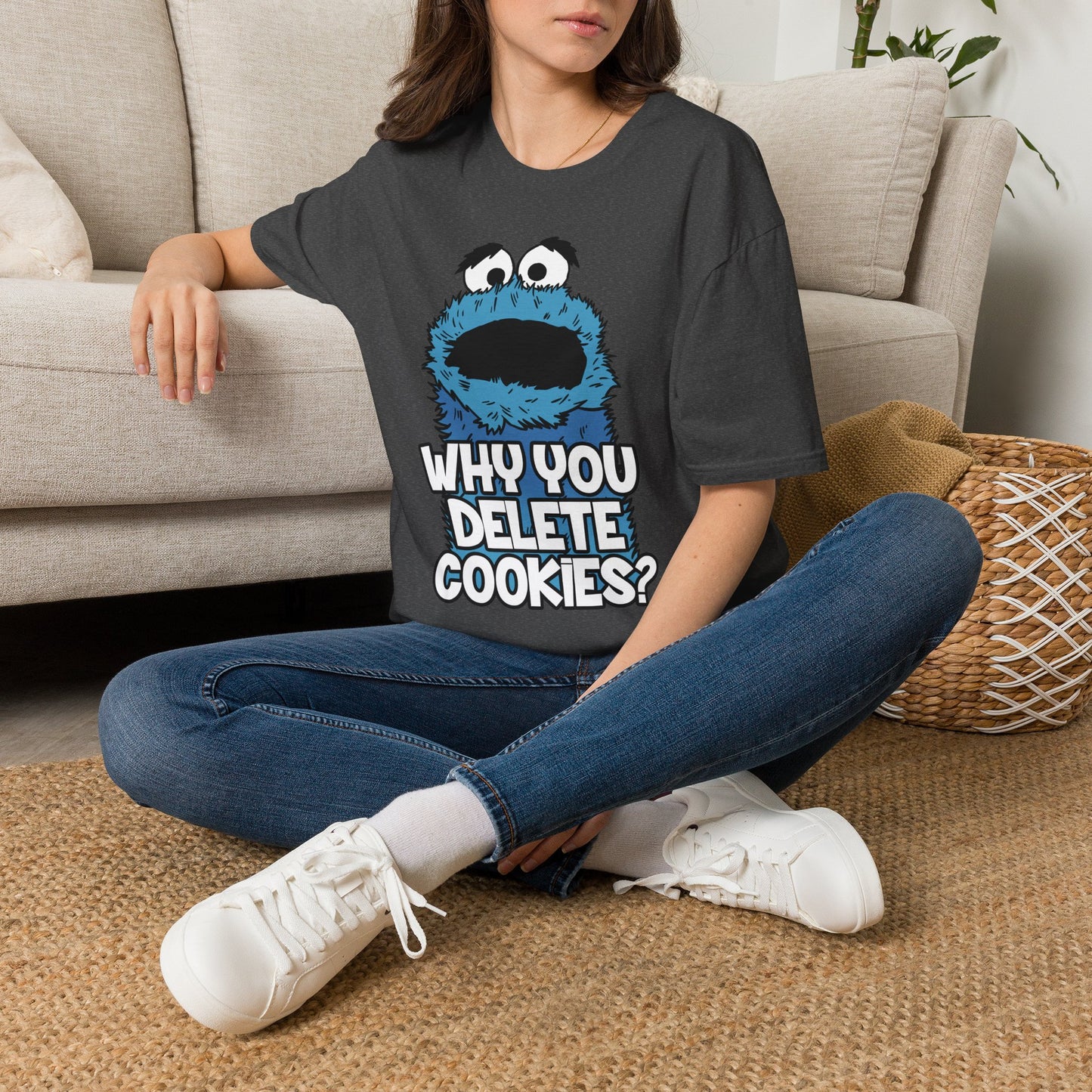 Cookie Monster "Why You Delete Cookies?" T-Shirt — Funny Retro Kids TV Graphic Tee
