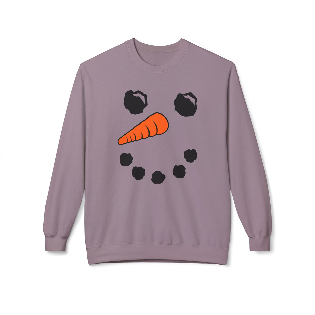 Snowman Face Crewneck Sweatshirt — Cute Winter Holiday Pullover
