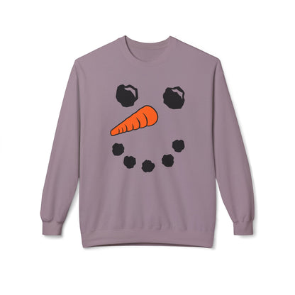 Snowman Face Crewneck Sweatshirt — Cute Winter Holiday Pullover