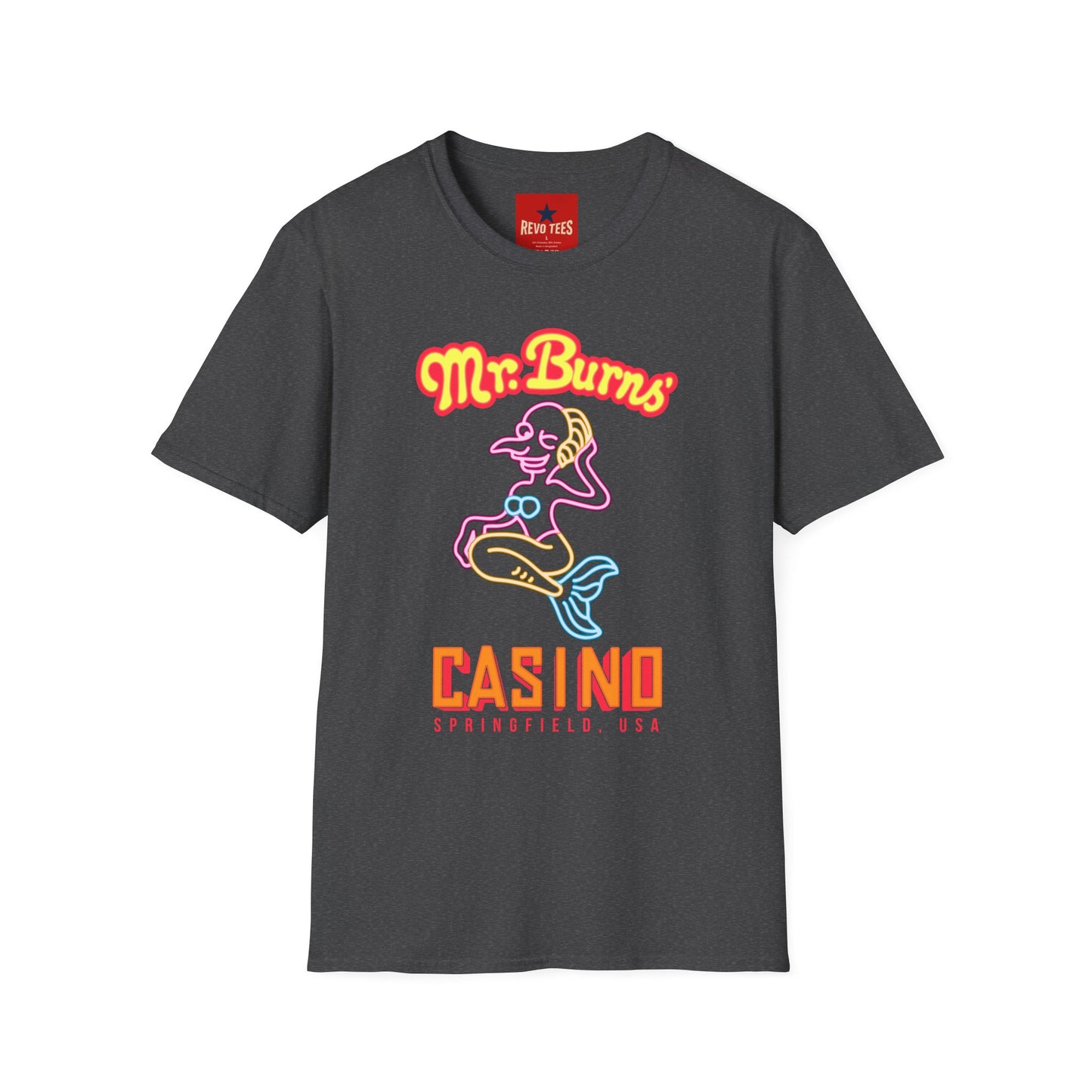 Mr. Burns Casino T-Shirt — Retro Neon Mermaid Resort Tee