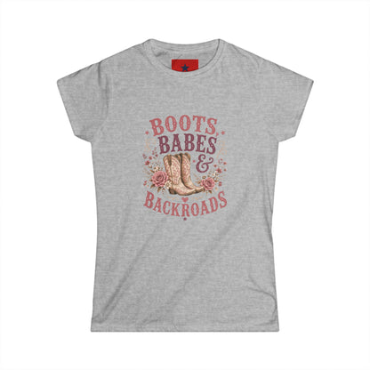 Boots, Babes & Backroads Women's Tee — Floral Cowboy Western Graphic Shirt