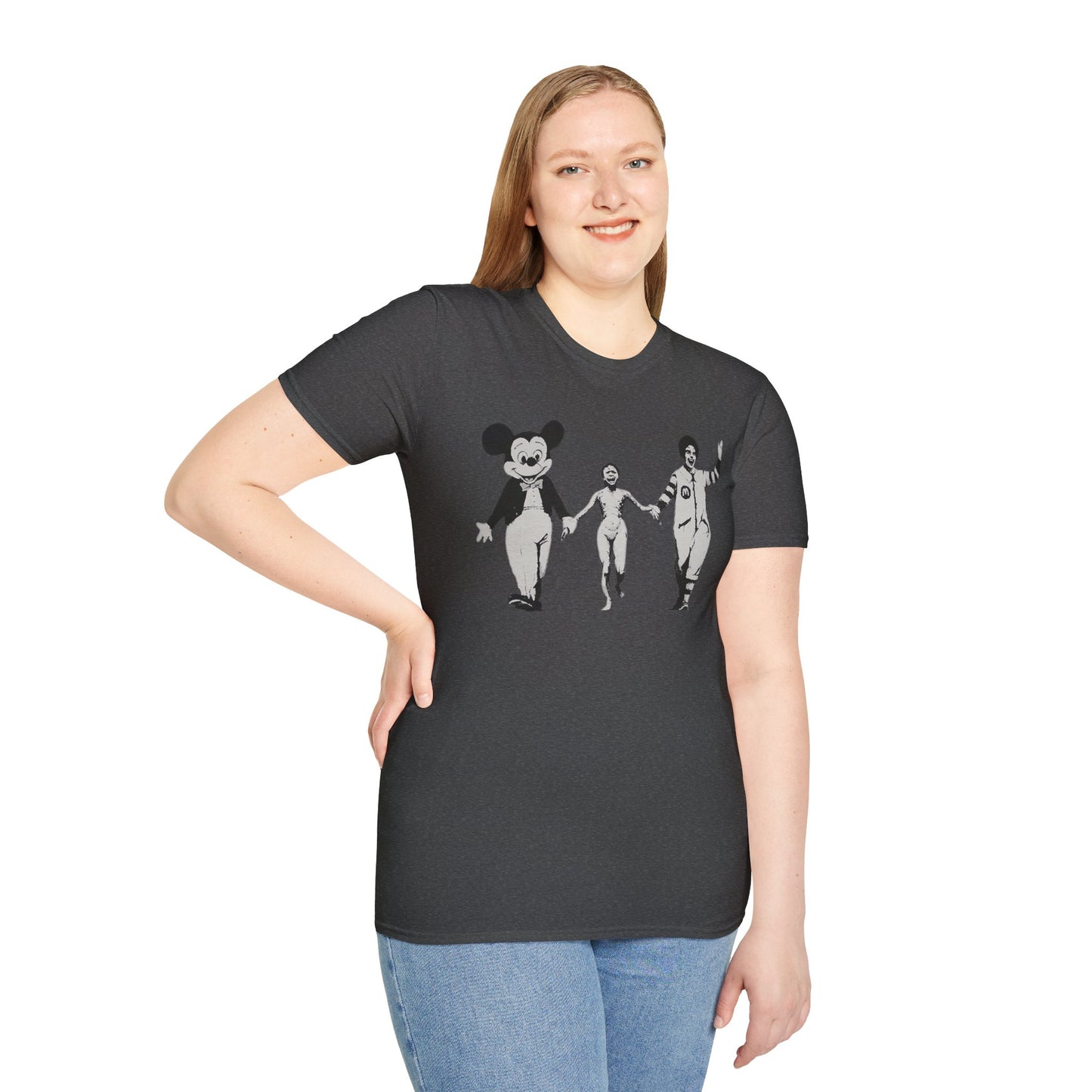 Banksy Graphic T-Shirt — Retro Satirical Parade Design