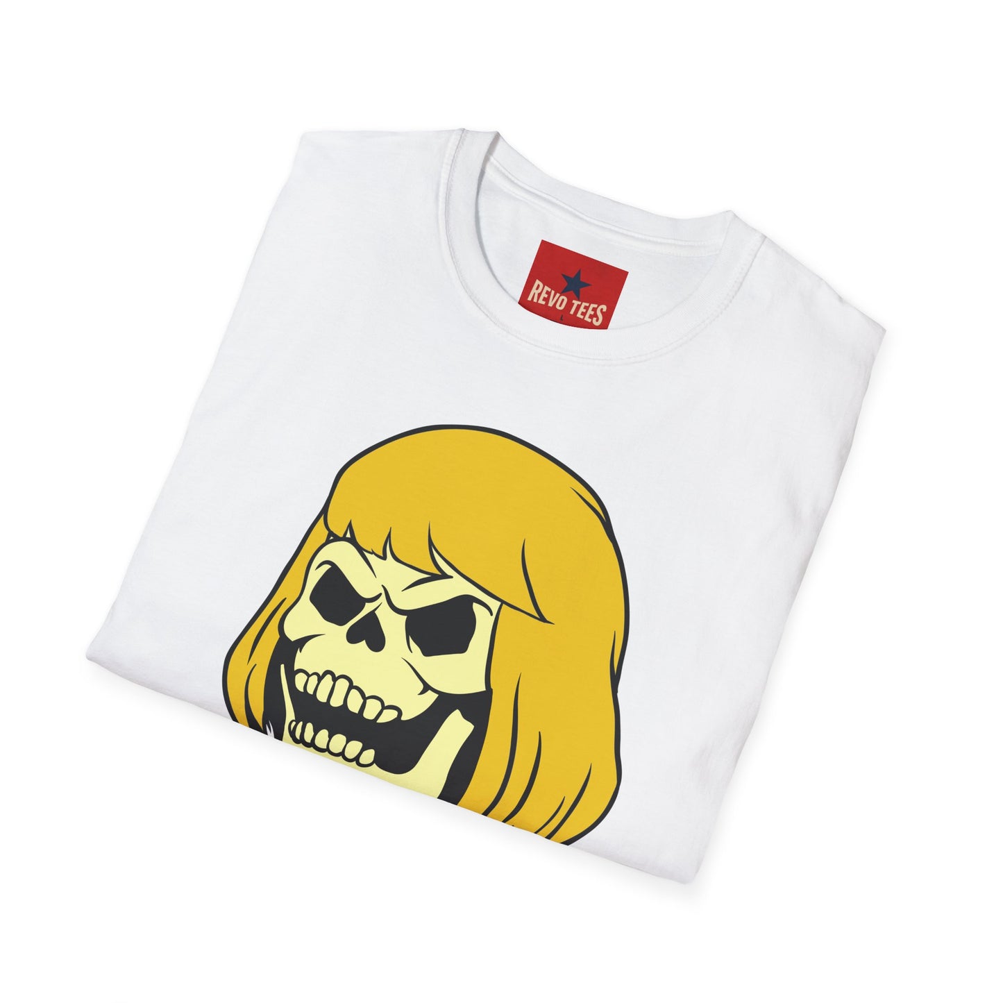 Skull with Blonde Bob T-Shirt — Retro Horror Cartoon Tee