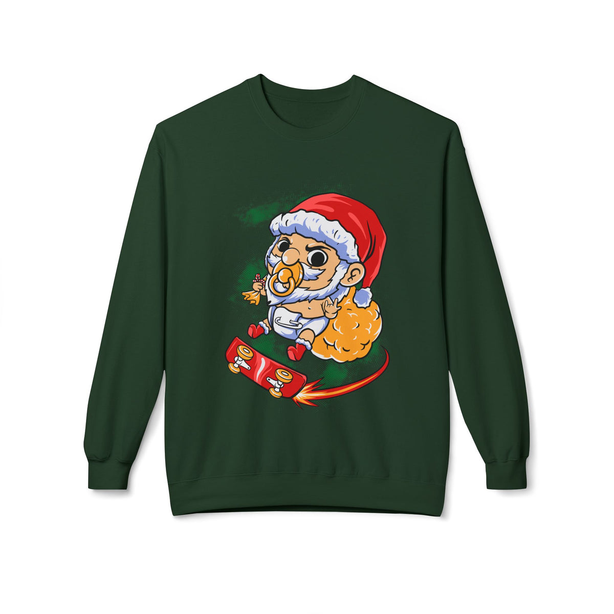 Christmas Skateboard — Santa Skateboarding Holiday Sweater Crewneck Sweatshirt