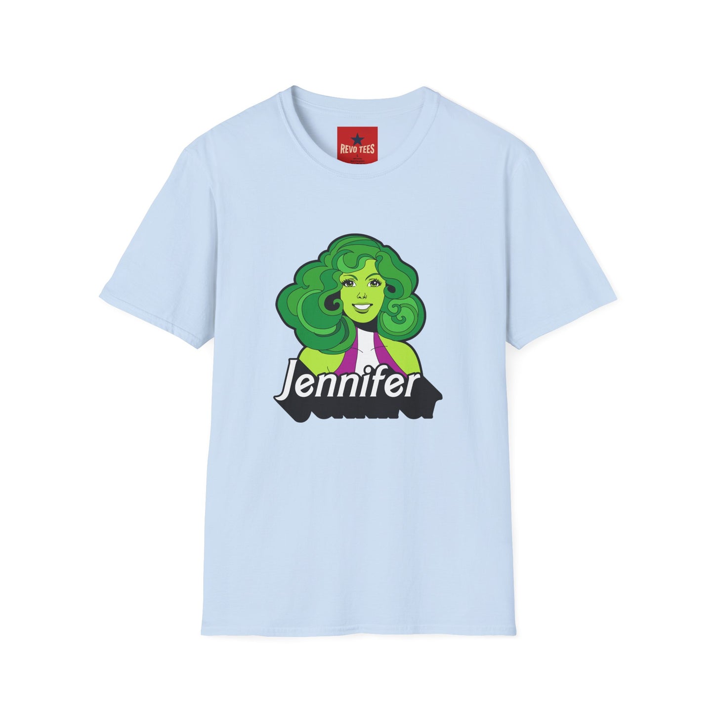 Green Hair Girl T-Shirt — Personalized Name Graphic Tee (e.g., Jennifer)