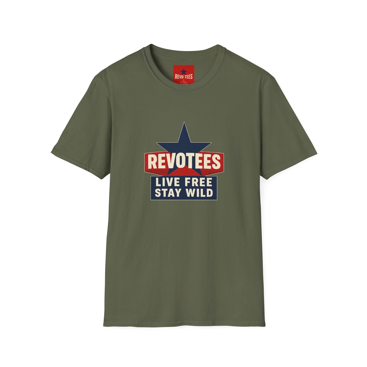 T-Shirt — REVOTEES “Live Free Stay Wild” Retro Star Tee