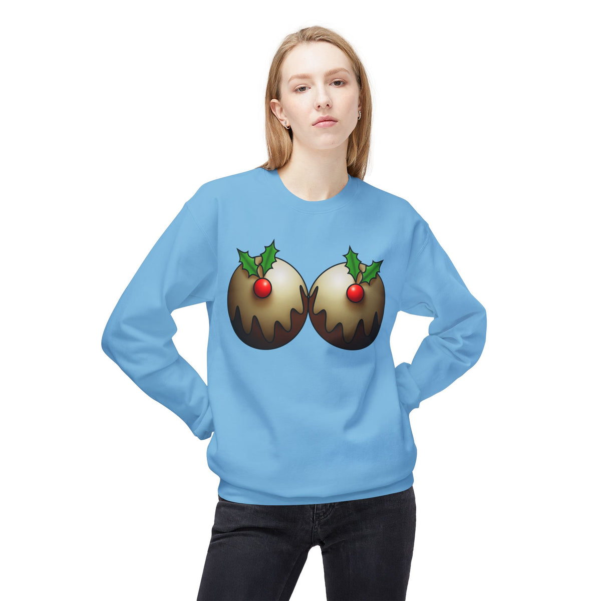Yule Tidings We'll Twin - Christmas Puddings Crewneck Sweater