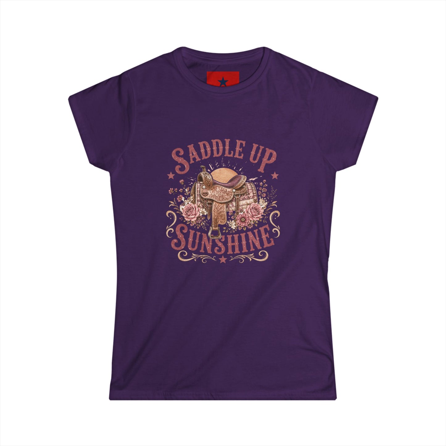 Saddle Up Sunshine Women's Tee — Cowgirl Saddle Graphic Tee