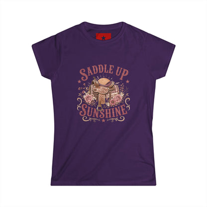 Saddle Up Sunshine Women's Tee — Cowgirl Saddle Graphic Tee