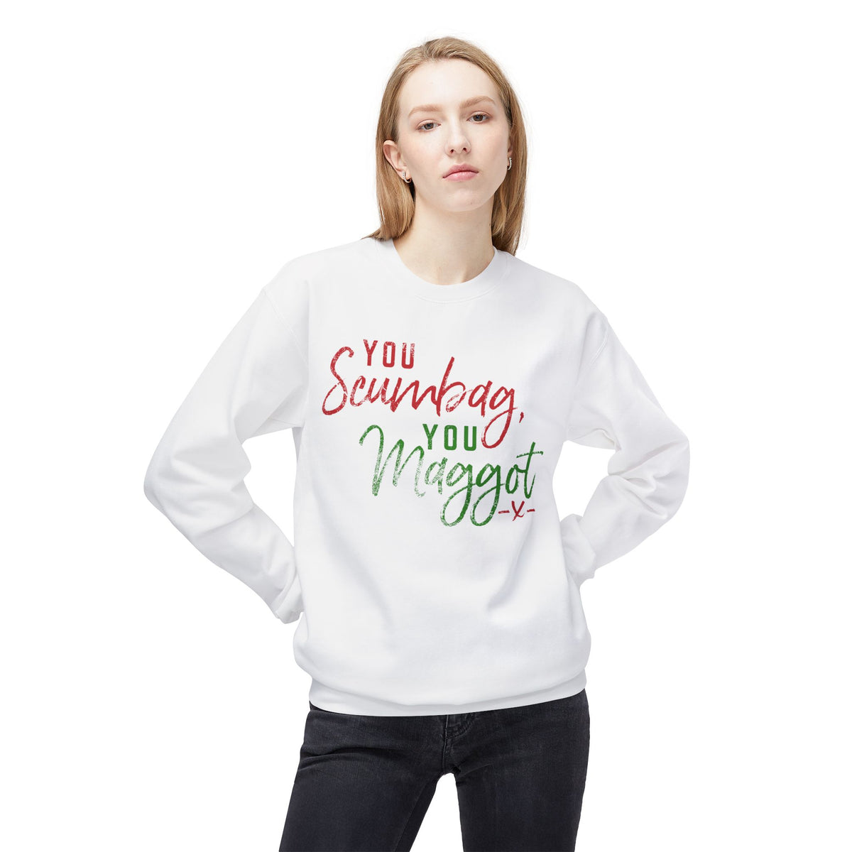 "You Scumbag, You Maggot" Festive Fairy Tale of New York Script Crewneck Sweatshirt