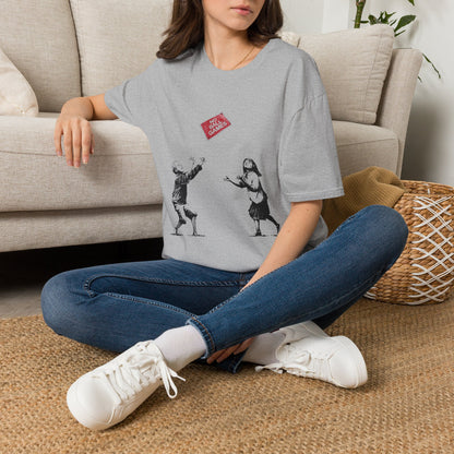 Banksy No More Games T-Shirt — Vintage Kids Throwing 'No More Games' Patch Graphic Tee