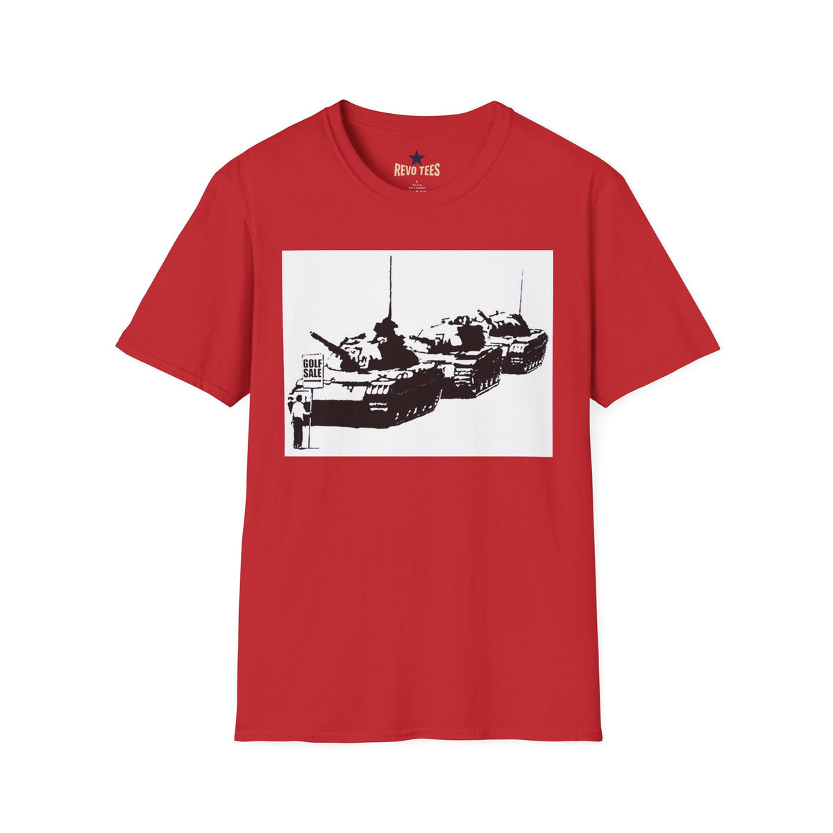 Revotees Banksy Tank Lineup Graphic Stencil Military Tanks Design T-Shirt - alternate view 7