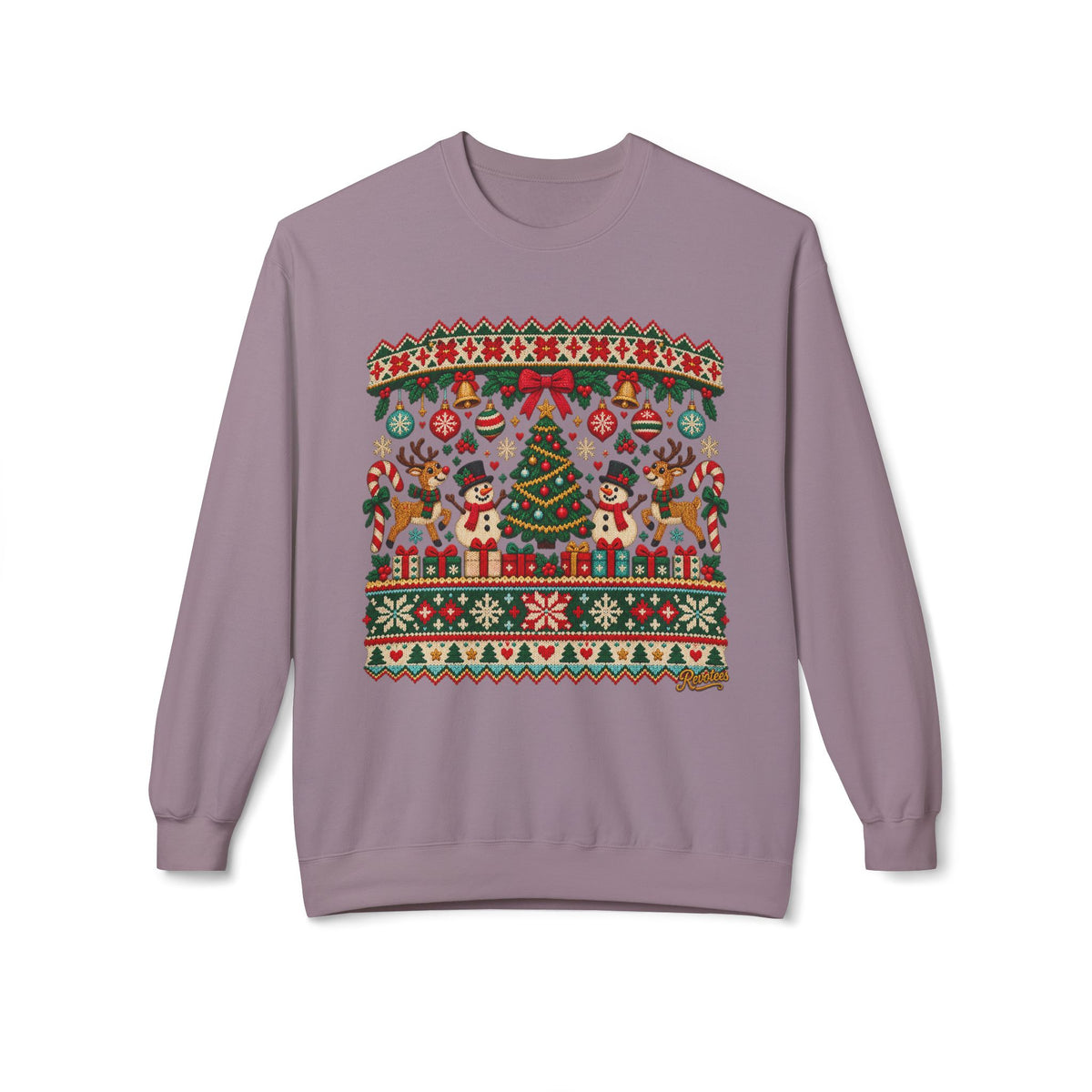 REVOTEES Christmas Tree Holiday Ugly Sweater Crewneck Sweatshirt
