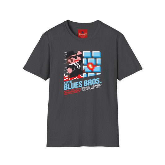 Retro Pixel Blues Bros. T-Shirt — 8‑Bit Gamer Graphic Tee