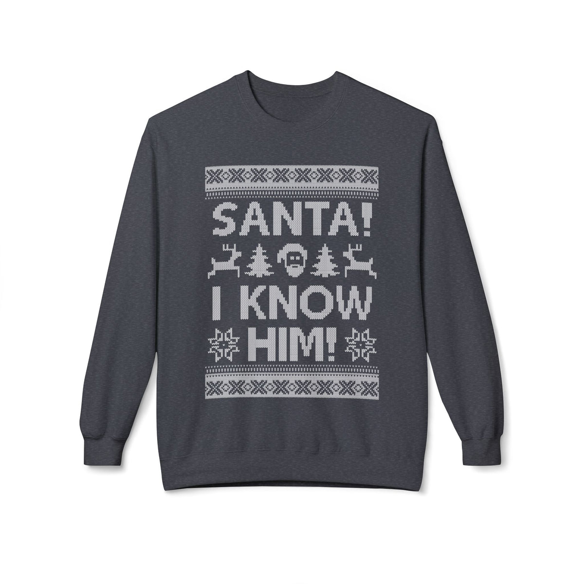 Elf Movie "Santa! I Know Him!" Holiday Ugly Sweater Design Crewneck Sweatshirt —