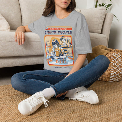Retro Science Tee — "Let's Find a Cure for Stupid People" Graphic T-Shirt