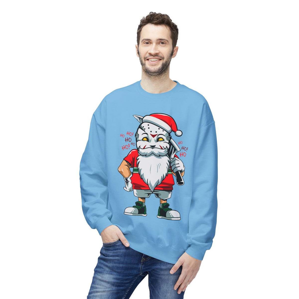 Santa Skull — Edgy Christmas Graphic Crewneck Sweatshirt