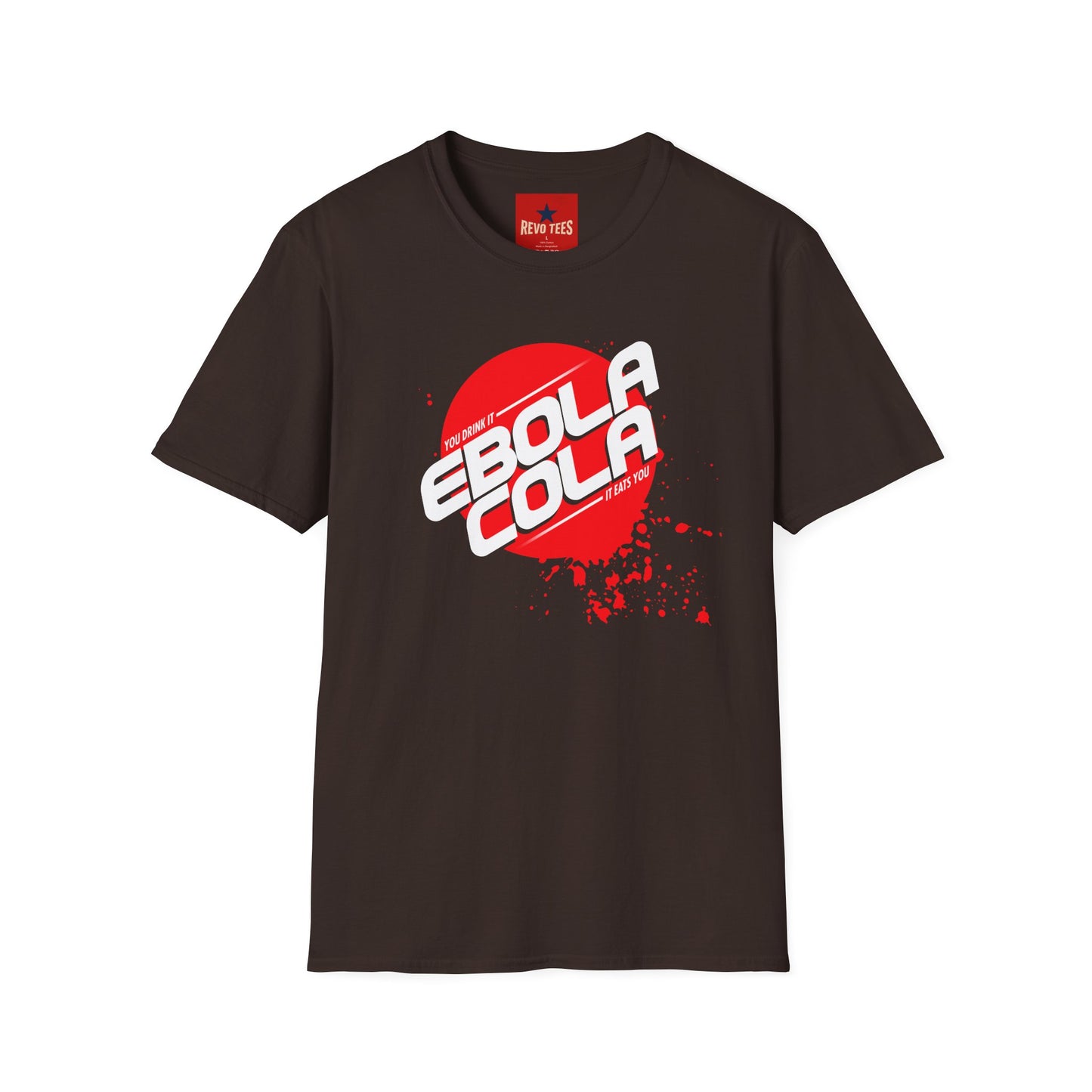 Ebola Cola Graphic T-Shirt – Retro Logo & Distressed Splash Design