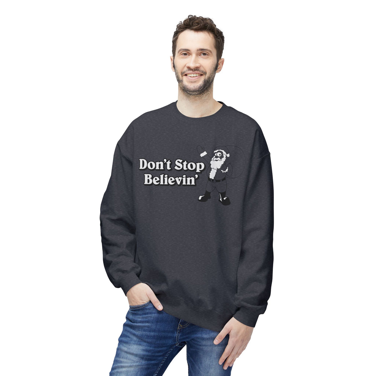 Christmas - 'Don't Stop Believin'' Santa Crewneck Sweatshirt