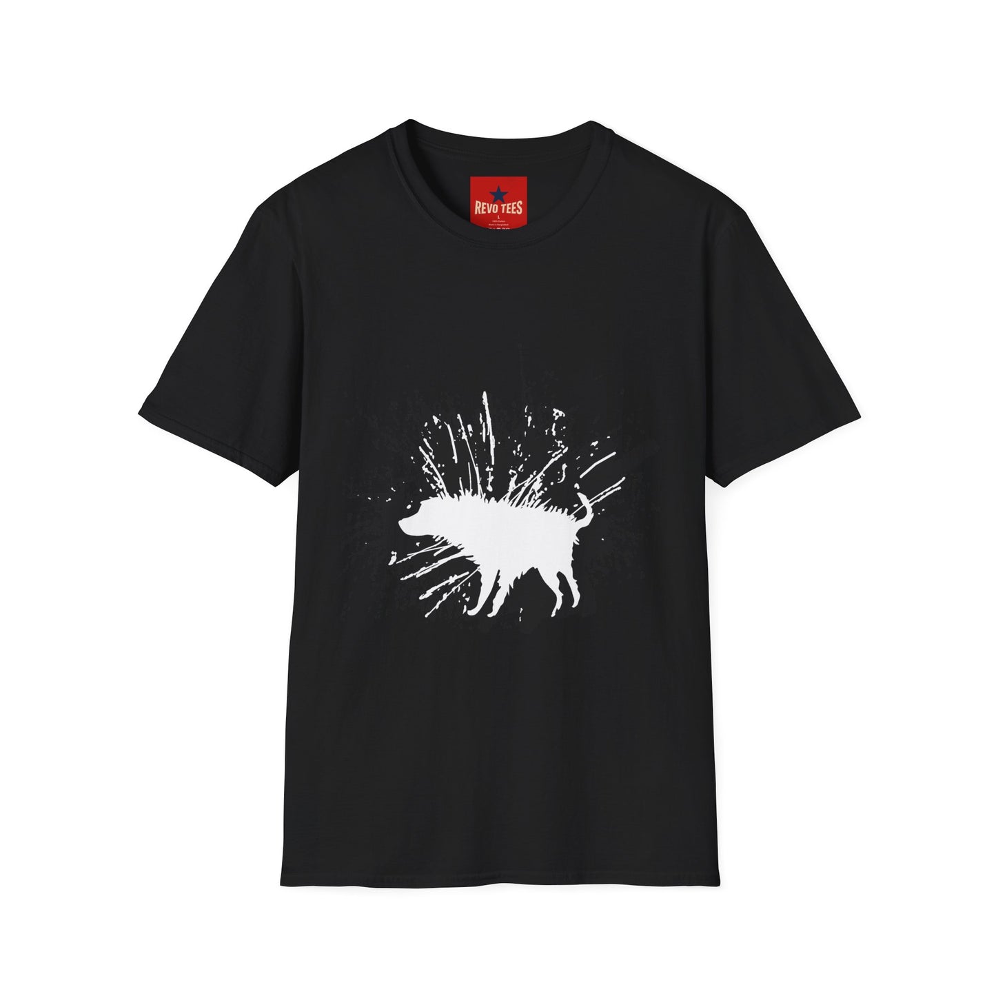 Wet Dog T-Shirt — White Ink Dog Silhouette Graphic Tee