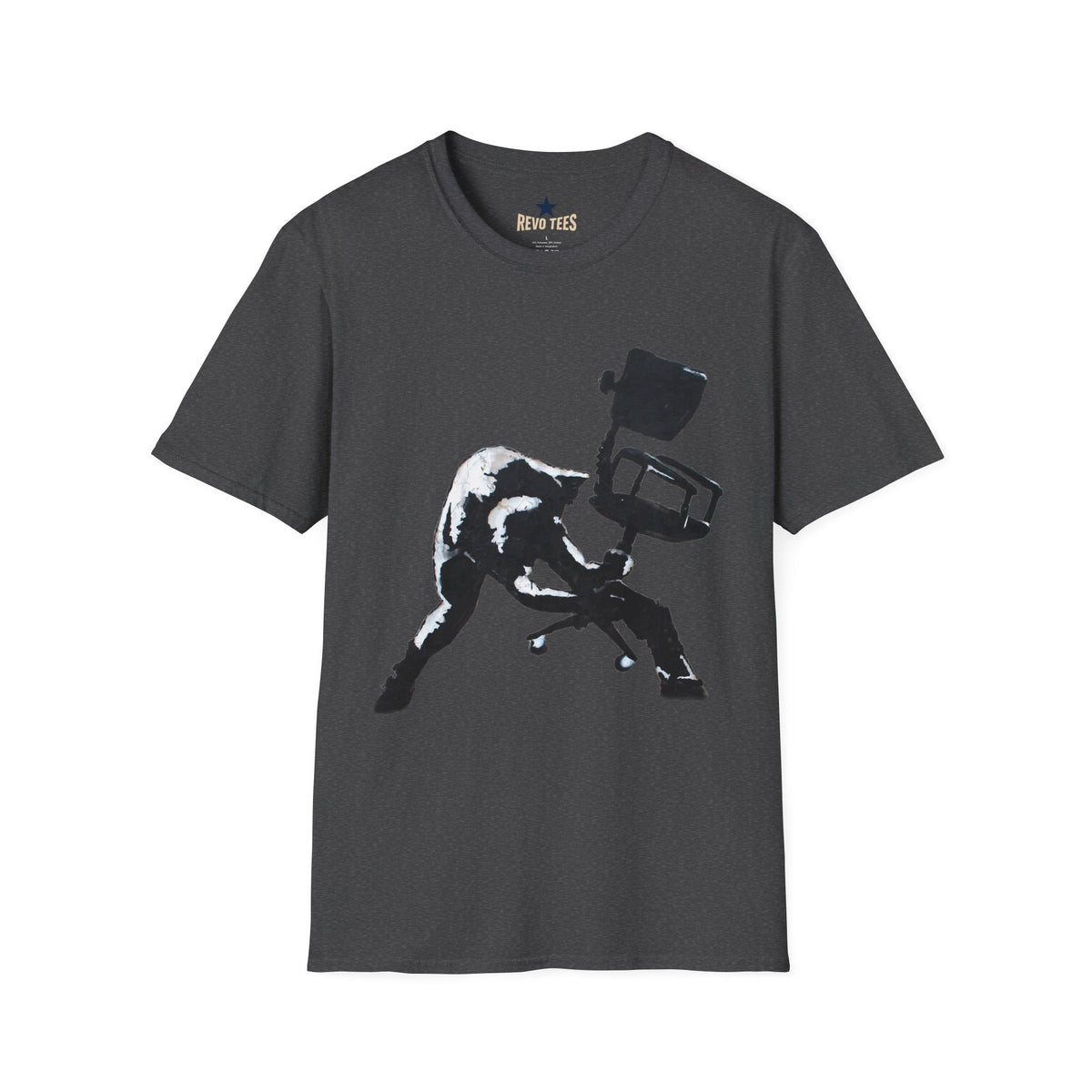 Revotees Banksy Black Cat Tossing Office Chair Graphic T-Shirt - alternate view 5