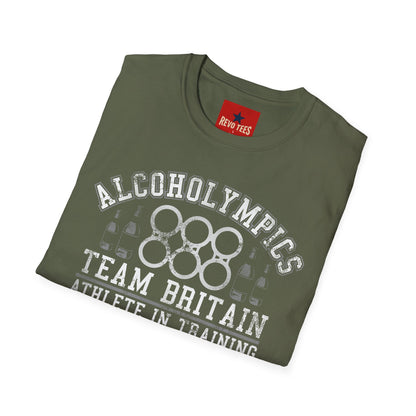 Alcoholympics Team Britain T-Shirt — Funny Drinking Crew Tee
