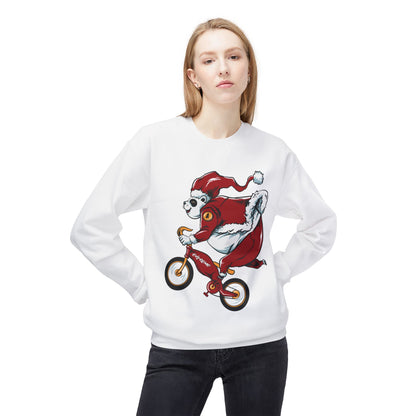 Santa Bear BMX Sweatshirt — Funny Christmas Cycling Holiday Crewneck