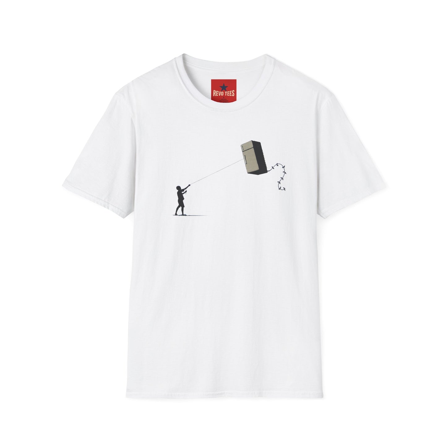 T-Shirt — Banksy-Style Kite Refrigerator Street Art Tee
