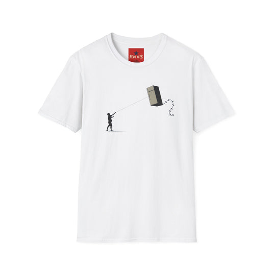 T-Shirt — Banksy-Style Kite Refrigerator Street Art Tee