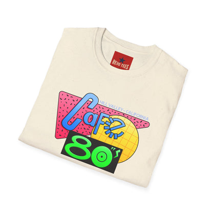 Retro 80s Cafe T-Shirt — Vintage Memphis-Style Neon Graphic Tee