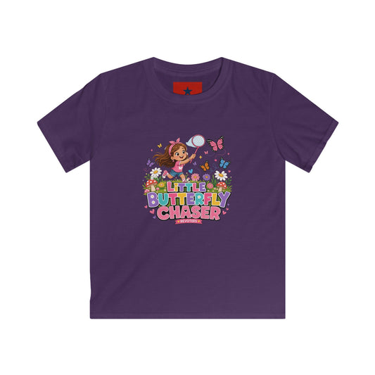 Kids Tee — "Little Butterfly Chaser" Cute Girl Butterfly Catcher Shirt
