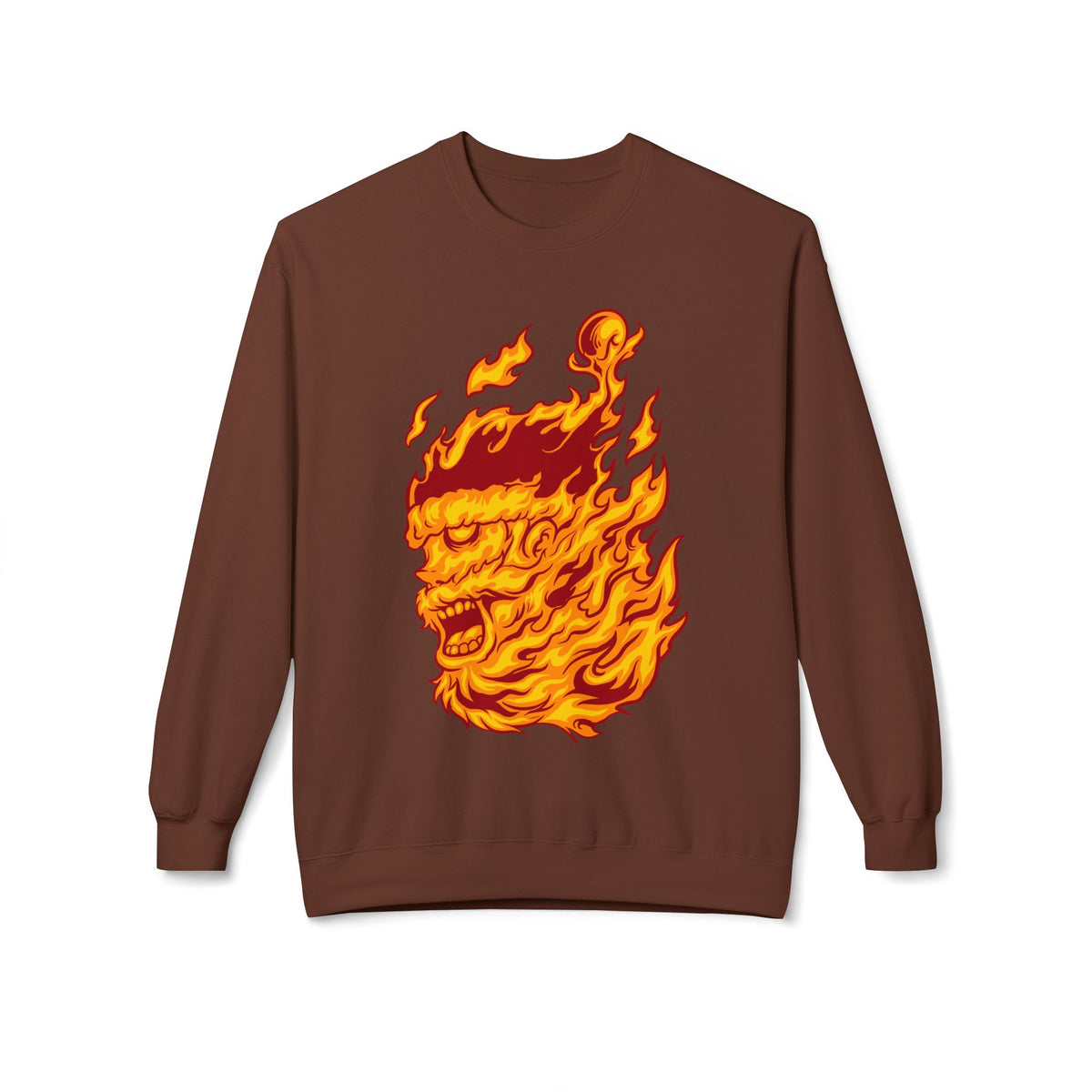 Flaming Santa Skull Redneck - I mean Crewneck Sweatshirt