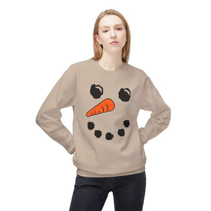 Snowman Face Crewneck Sweatshirt — Cute Winter Holiday Pullover