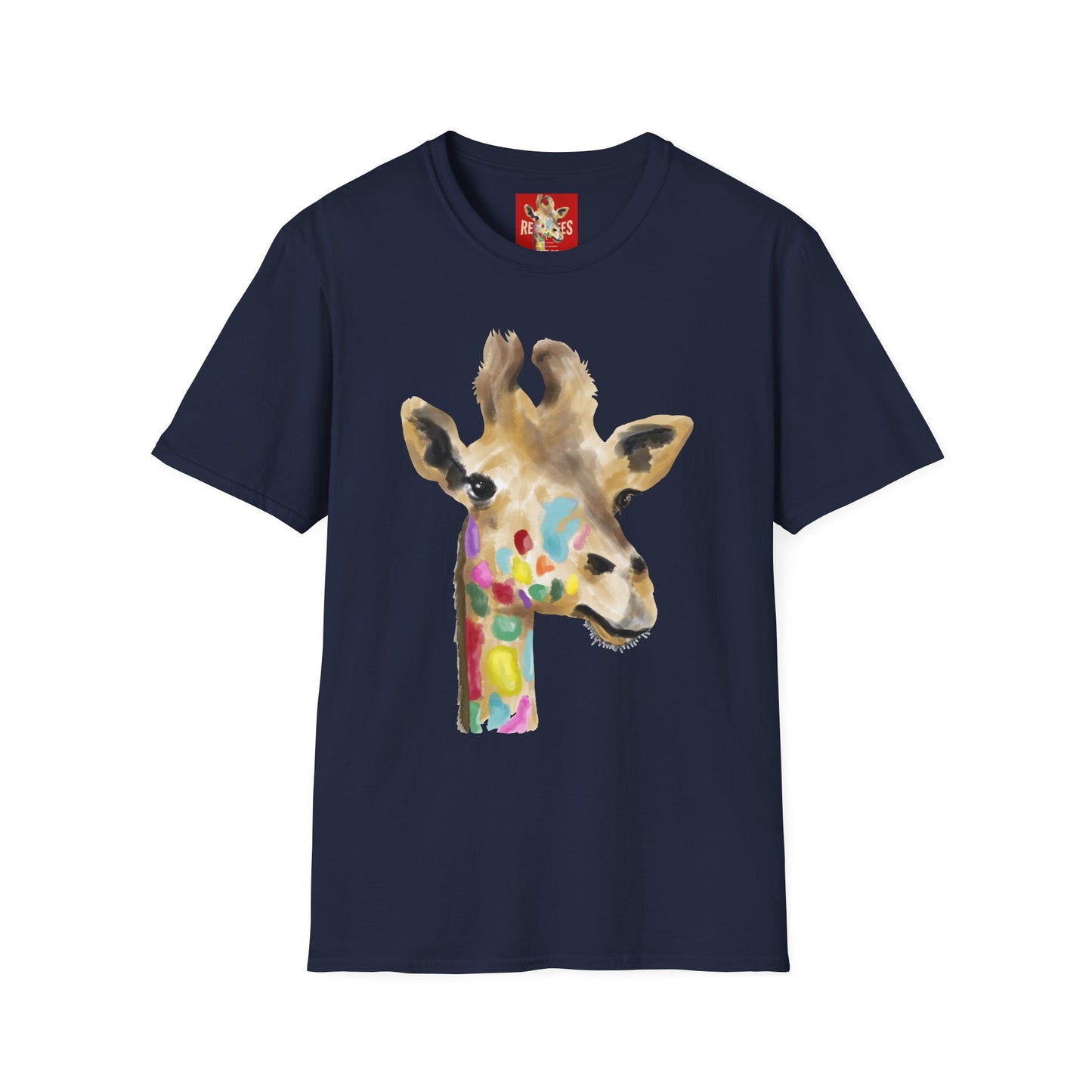 Giraffe Watercolor T‑Shirt — Colorful Painted Giraffe Tee