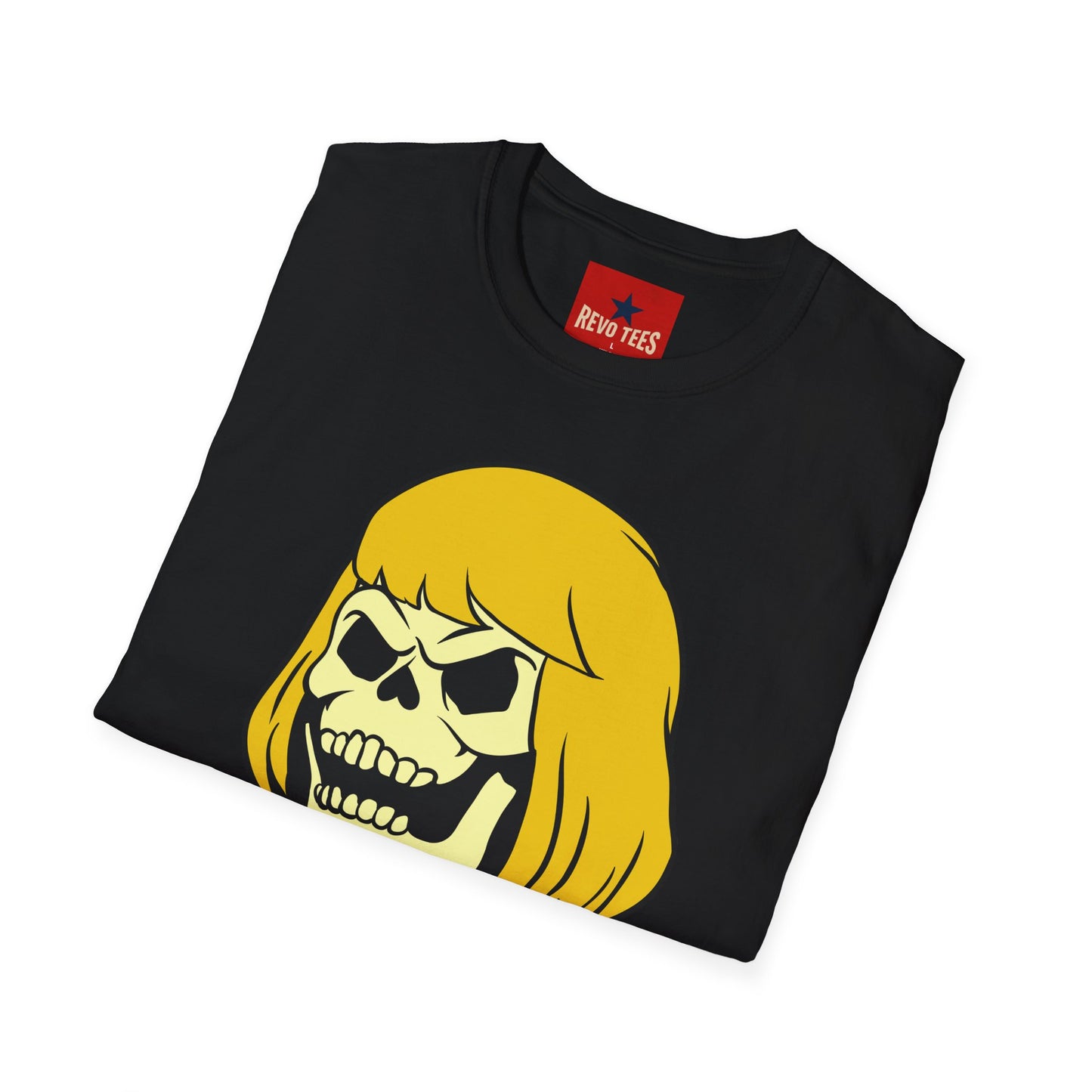 Skull with Blonde Bob T-Shirt — Retro Horror Cartoon Tee