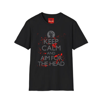 T-Shirt — “Keep Calm and Aim for the Head” Horror Zombie Graphic Tee